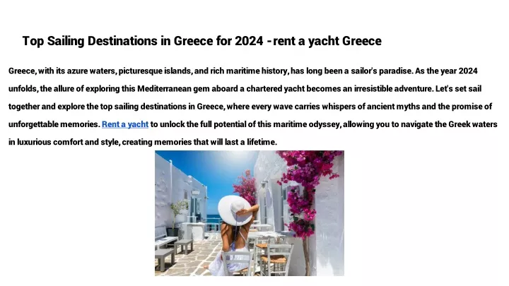 top sailing destinations in greece for 2024 rent a yacht greece
