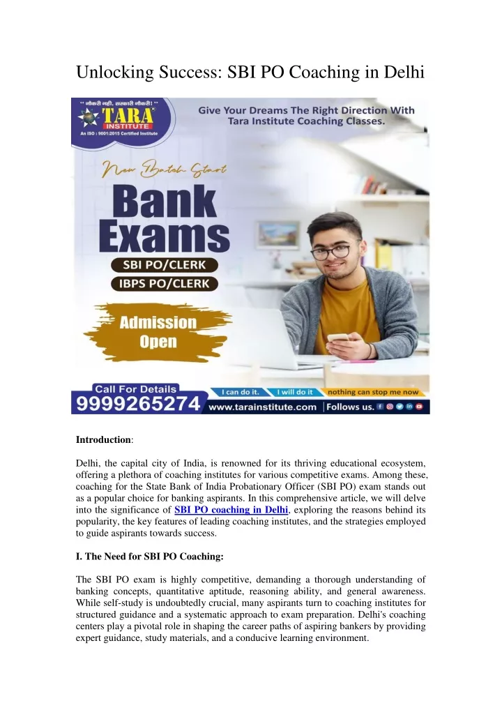 unlocking success sbi po coaching in delhi