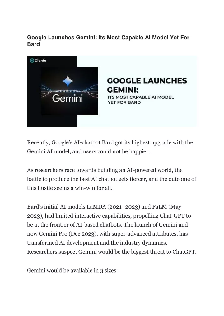 google launches gemini its most capable ai model