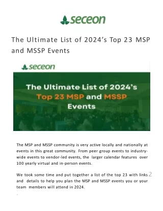 The Ultimate List of 2024’s Top 23 MSP and MSSP Events
