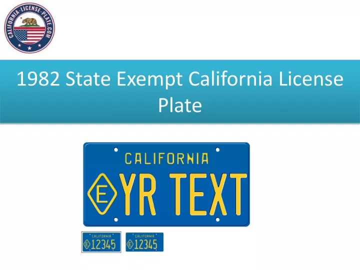 1982 state exempt california license plate