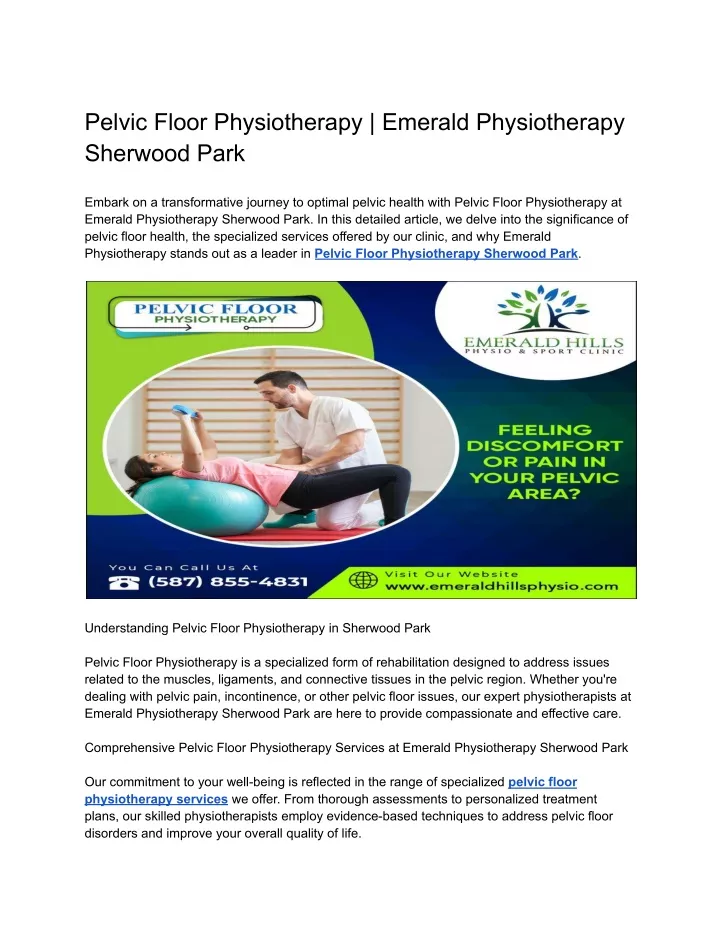 pelvic floor physiotherapy emerald physiotherapy