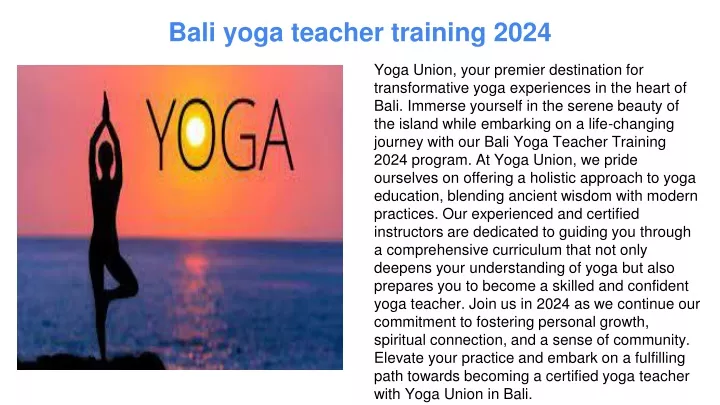 bali yoga teacher training 2024