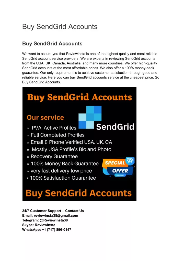 buy sendgrid accounts