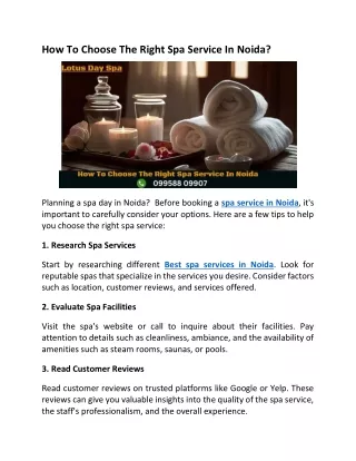 how to choose the right spa service in noida
