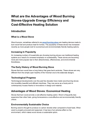 what are the advantages of wood burning stoves