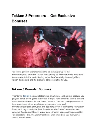 tekken 8 preorders get exclusive bonuses