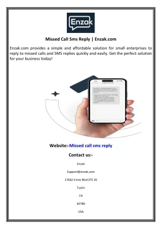 missed call sms reply enzak com