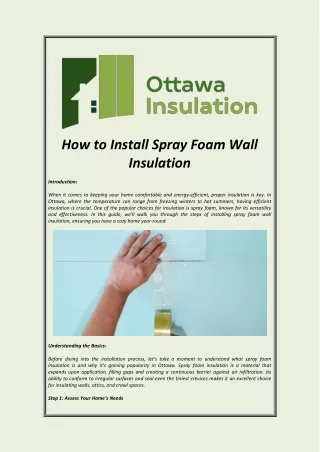 How to Install Spray Foam Wall Insulation