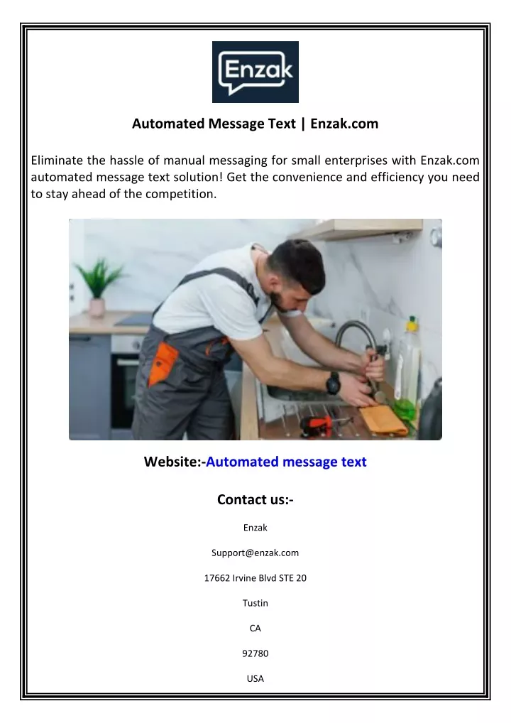 automated message text enzak com