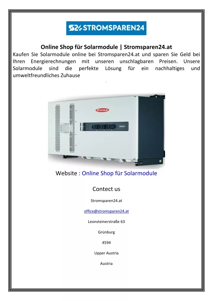 online shop f r solarmodule stromsparen24