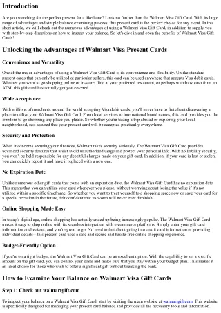 Unlocking the Advantages of Walmart Visa Gift Cards: Check Your Balance Today
