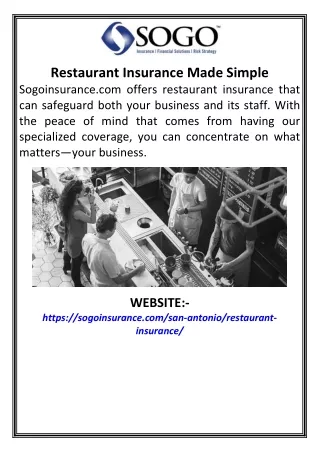 Restaurant Insurance Made Simple