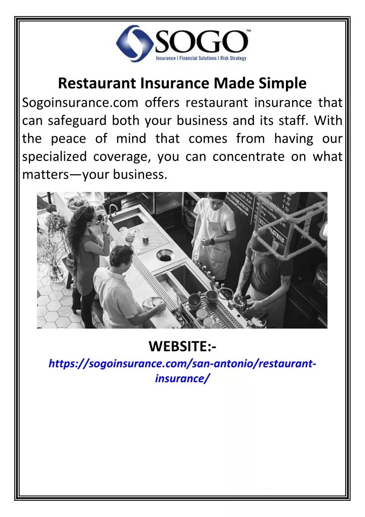 restaurant insurance made simple sogoinsurance
