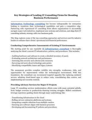 key strategies of leading it consulting firms