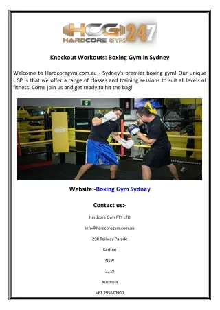 Knockout Workouts Boxing Gym in Sydney