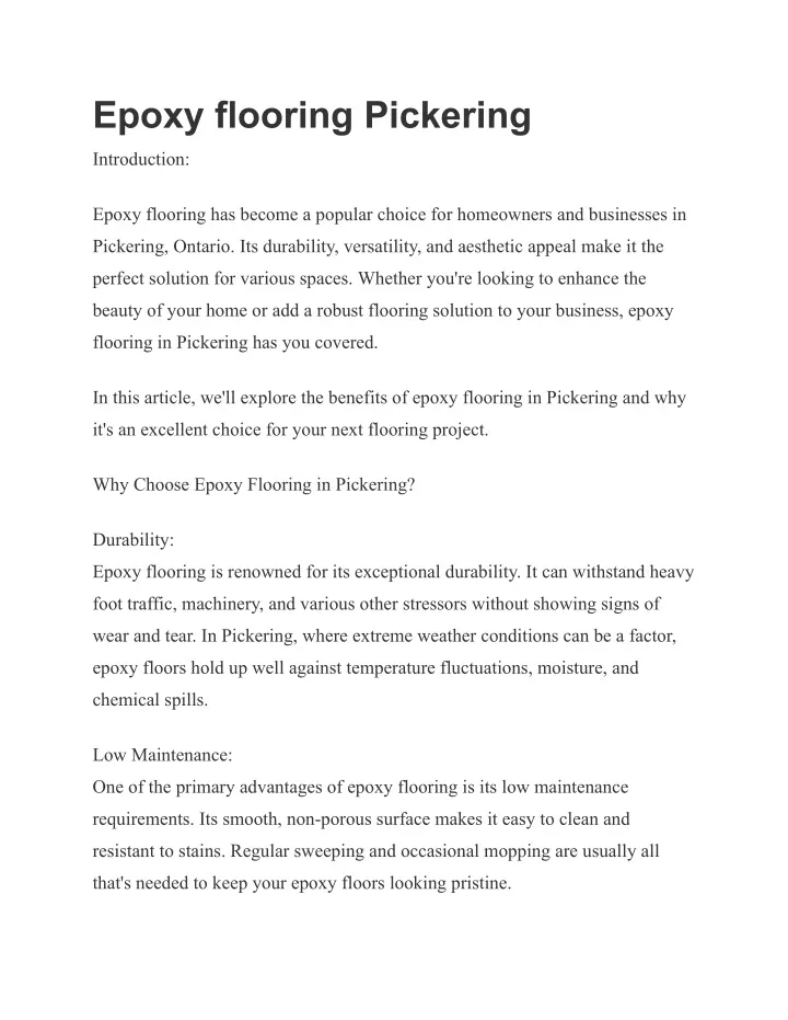 epoxy flooring pickering