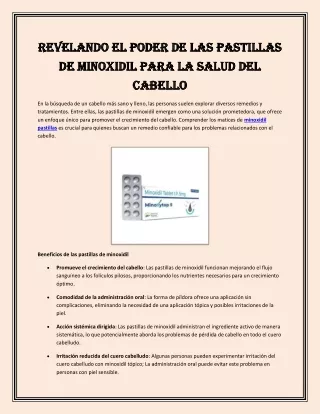 Revelando el poder de las pastillas de minoxidil para la salud del cabello