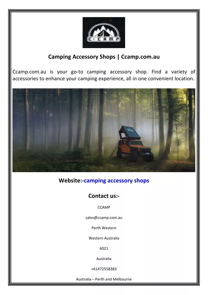 camping accessory shops ccamp com au