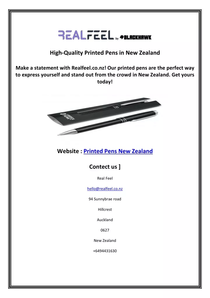 high quality printed pens in new zealand