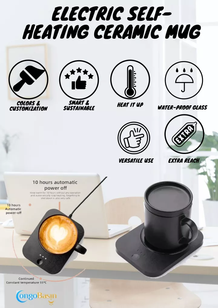 electric self heating ceramic mug