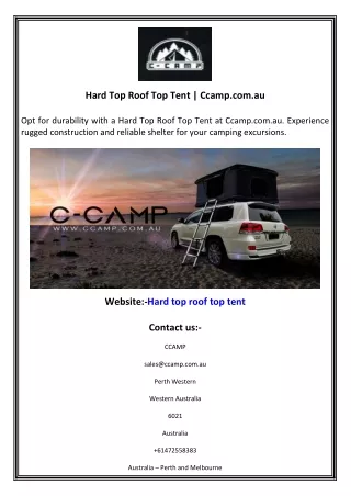 hard top roof top tent ccamp com au