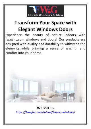 Transform Your Space with Elegant Windows Doors
