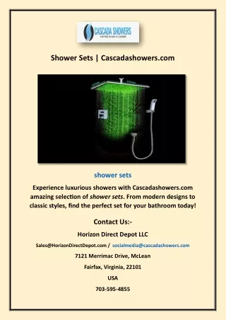 Shower Sets | Cascadashowers.com