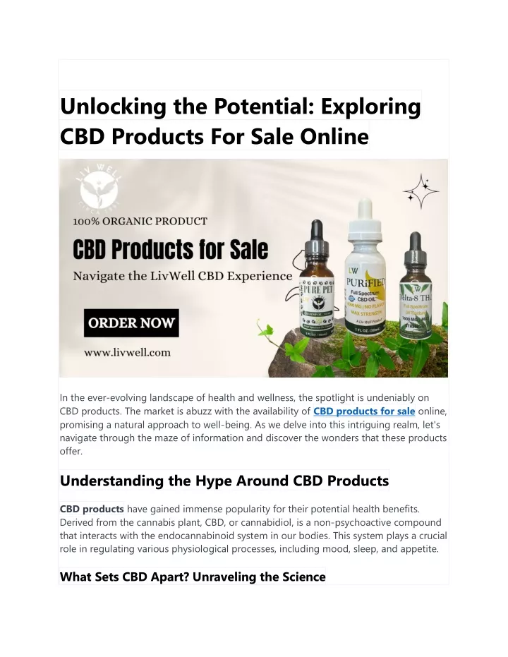 unlocking the potential exploring cbd products