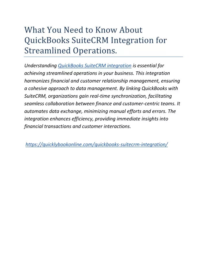 what you need to know about quickbooks suitecrm