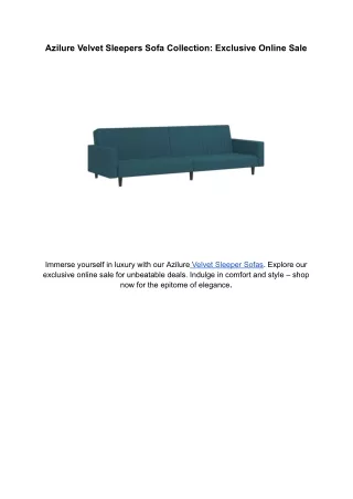 Azilure Velvet Sleepers Sofa Collection_ Exclusive Online Sale