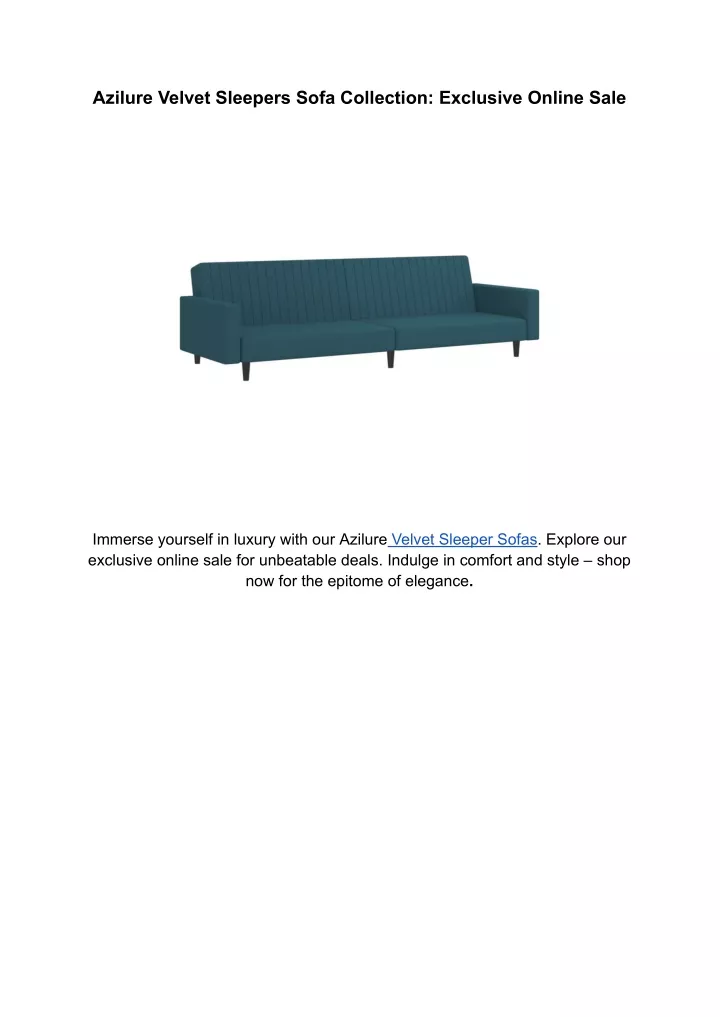 azilure velvet sleepers sofa collection exclusive