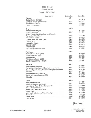 CASE 550E Crawler Dozer Service Repair Manual