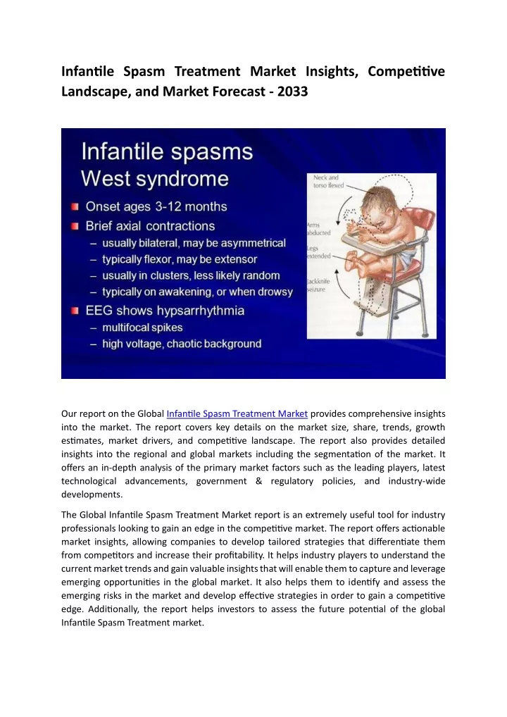 infantile spasm treatment market insights