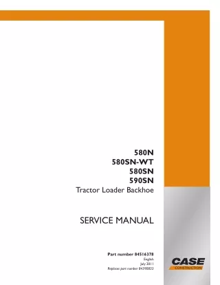 CASE 580N Tractor Loader Backhoe Service Repair Manual