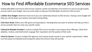 how to find affordable ecommerce seo services
