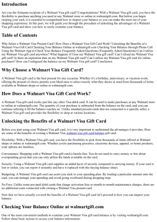 Open the Benefits of a Walmart Visa Gift Card: Find Out How to Check Your Balanc