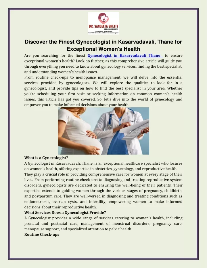 discover the finest gynecologist in kasarvadavali
