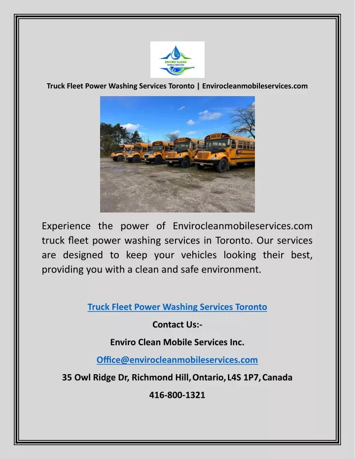 truck fleet power washing services toronto