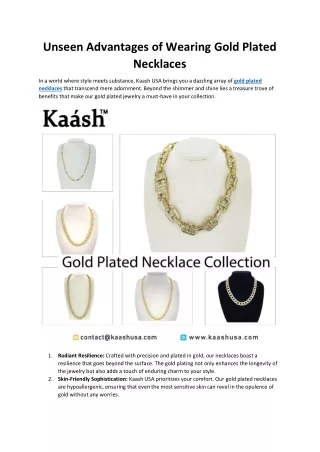 Discover the Hidden Advantages of Kaash USA's Gold Plated Necklace