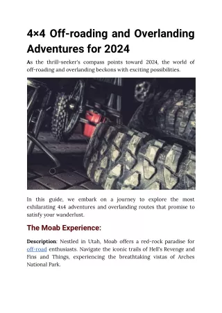 4×4 Off-roading and Overlanding Adventures for 2024