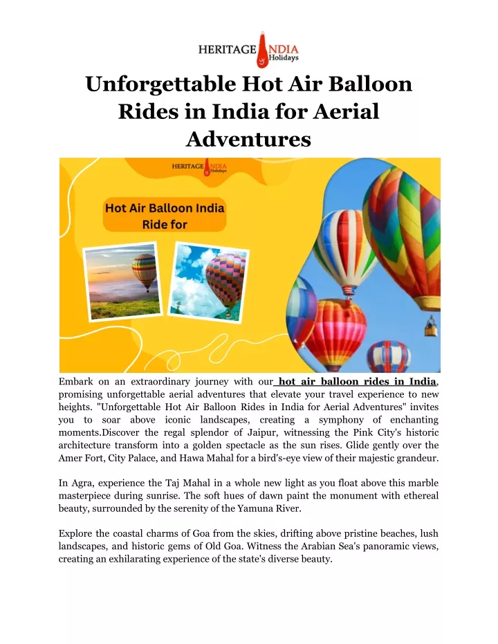 unforgettable hot air balloon rides in india