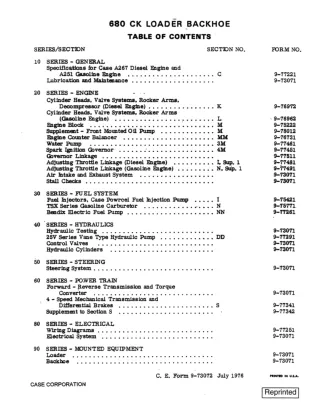 CASE 680CK Loader Backhoe Service Repair Manual