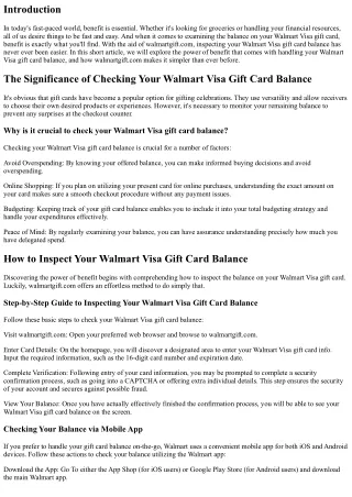 Discover the Power of Benefit: Checking Your Walmart Visa Gift Card Balance Made