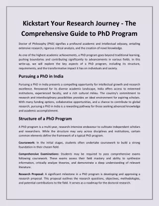 Kickstart Your Research Journey - The Comprehensive Guide to PhD Program