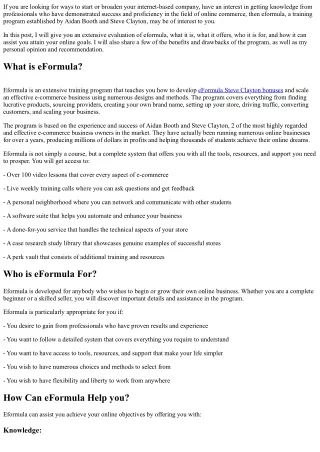 Revolutionize Your Online Business: Inside EFormula's E-commerce Transformation