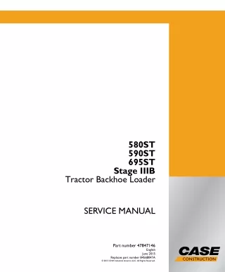 CASE 695ST Stage IIIB Tractor Backhoe Loader Service Repair Manual