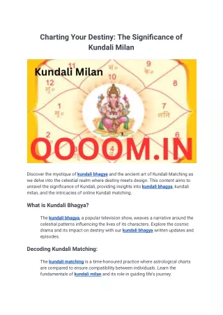 Charting Your Destiny: The Significance of Kundali Milan