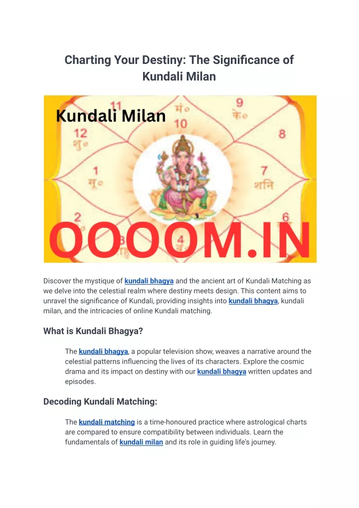 charting your destiny the significance of kundali