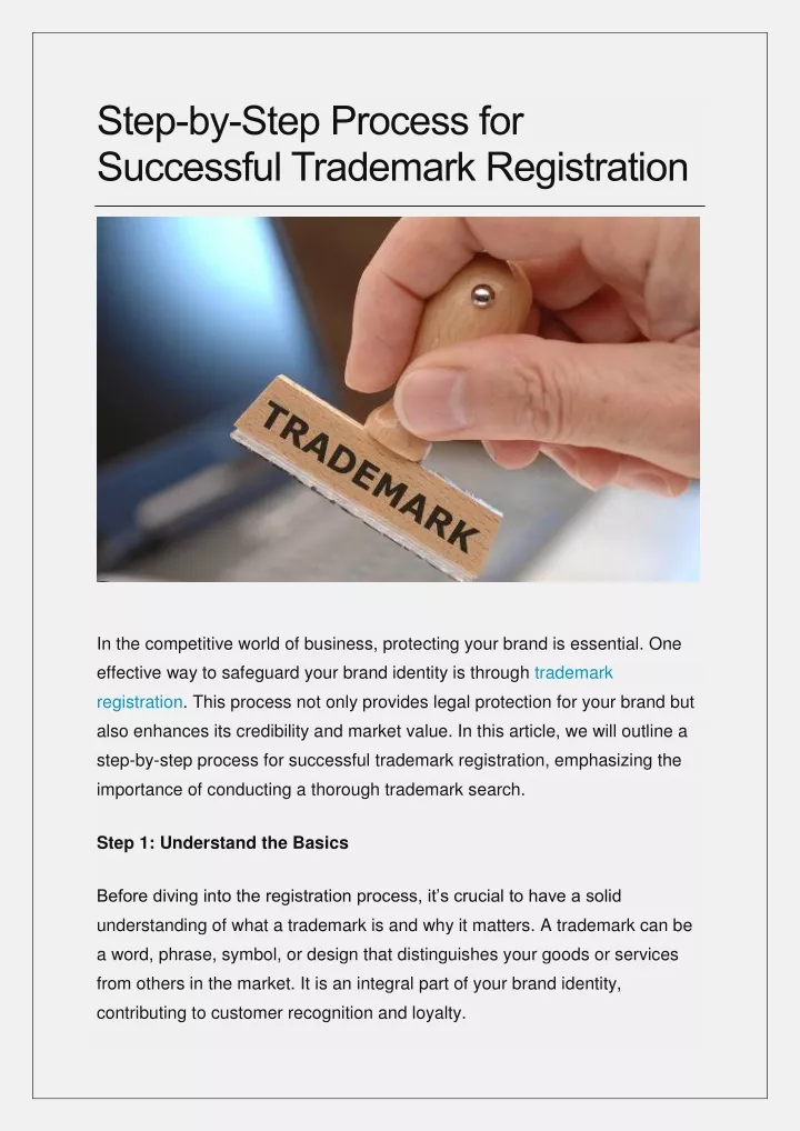 step by step process for successful trademark